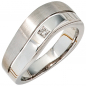 Preview: Damen Ring 585 Gold Weißgold 1 Diamant 0,01ct. Weißgoldring Diamantring - 58mm