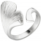 Preview: Damen Ring Ginko Ginkgo offen 925 Sterling Silber mattiert Handarbeit Silberring - 58mm