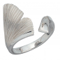 Preview: Damen Ring Ginko Ginkgo offen 925 Sterling Silber mattiert Handarbeit Silberring - 58mm