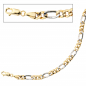 Preview: Figaroarmband 333 Gold Gelbgold Weißgold bicolor 19 cm Armband Karabiner