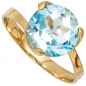 Preview: Damen Ring 585 Gold Gelbgold 1 Blautopas hellblau blau Goldring Topasring - 58mm