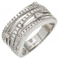 Preview: Damen Ring breit 925 Sterling Silber rhodiniert mit Zirkonia Silberring - 54mm