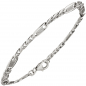 Preview: Panzer-Steg-Armband 925 Sterling Silber 19 cm Karabiner Silberarmband