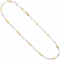 Preview: Halskette Kette 585 Gold Gelbgold Weißgold bicolor matt 45 cm Goldkette