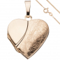 Preview: Medaillon Herz Anhänger zum Öffnen 925 Silber rosegold vergoldet mit Kette 50 cm