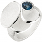 Preview: Damen Ring 925 Sterling Silber matt eismatt 1 Blautopas blau - 60mm