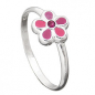 Preview: Ring Kinderring mit Blume pink Silber 925 Ringgröße 44