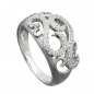 Preview: Ring 11mm floral mit vielen Zirkonias glänzend rhodiniert Silber 925 Ringgröße 56