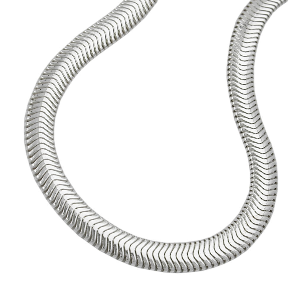 Kette 6x2mm flache Schlangenkette glänzend Silber 925 42cm