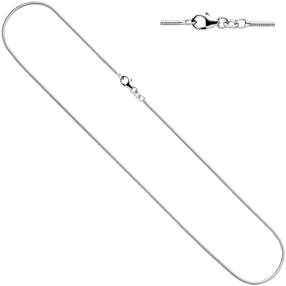 Schlangenkette 925 Silber 1,3 mm 40 cm Halskette Kette Silberkette Karabiner