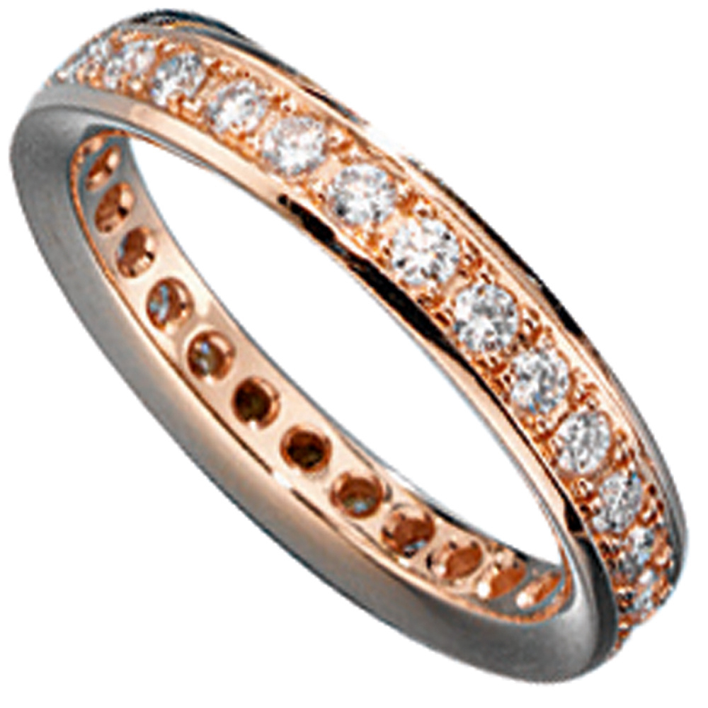 Memory Ring 585 Gold Rotgold mit Diamanten Brillanten rundum Memoryring - 54mm