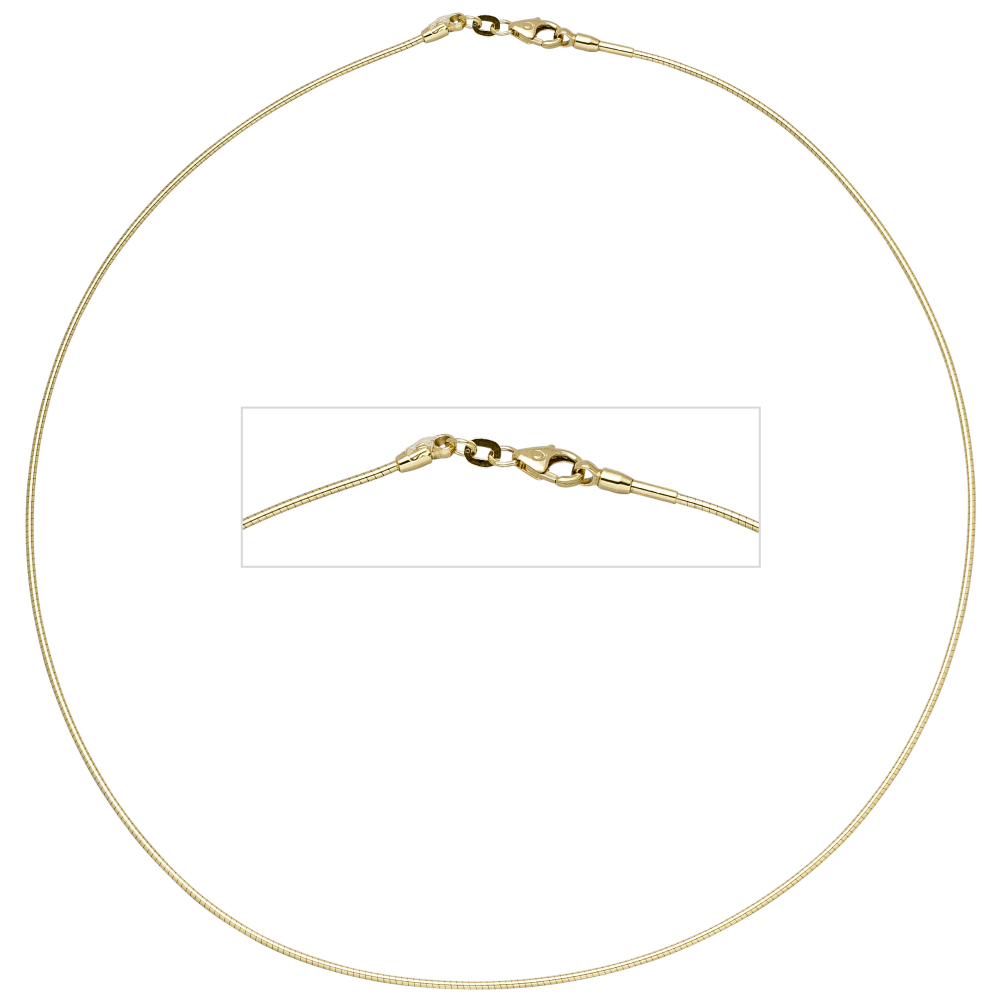 Halsreif 585 Gelbgold 1,1 mm 45 cm Gold Kette Halskette Goldhalsreif Karabiner