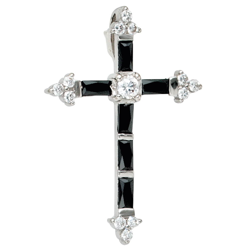 Anhänger Kreuz 925 Sterling Silber mit Zirkonia Kreuzanhänger Silberkreuz