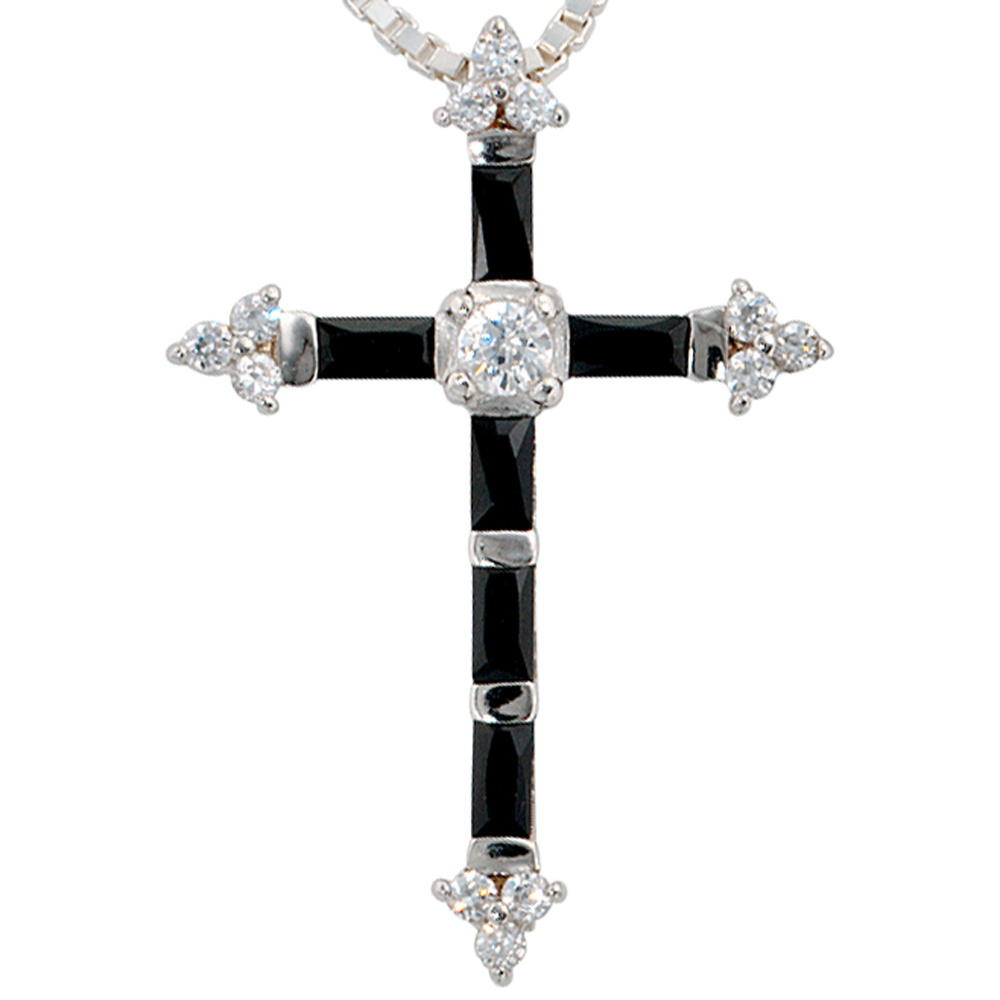 Anhänger Kreuz 925 Sterling Silber mit Zirkonia Kreuzanhänger Silberkreuz