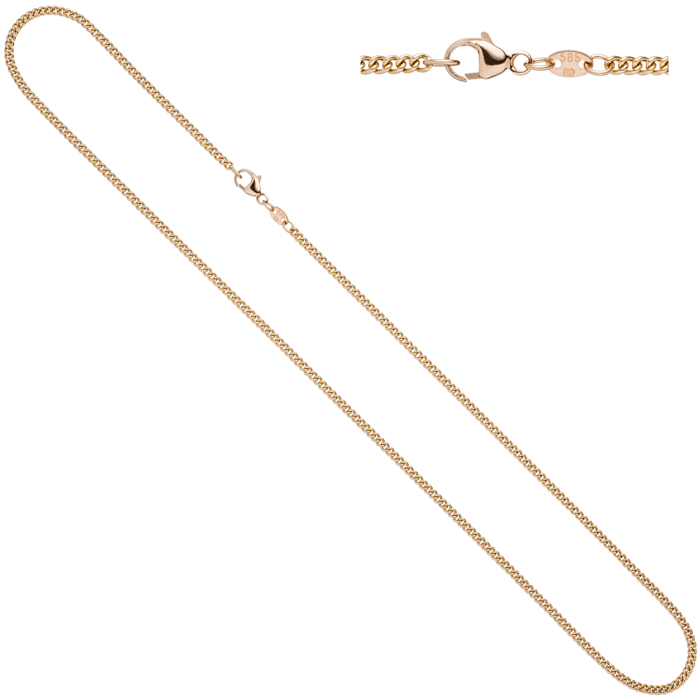 Panzerkette 585 Rotgold 2,0 mm 42 cm Gold Kette Halskette Rotgoldkette Karabiner