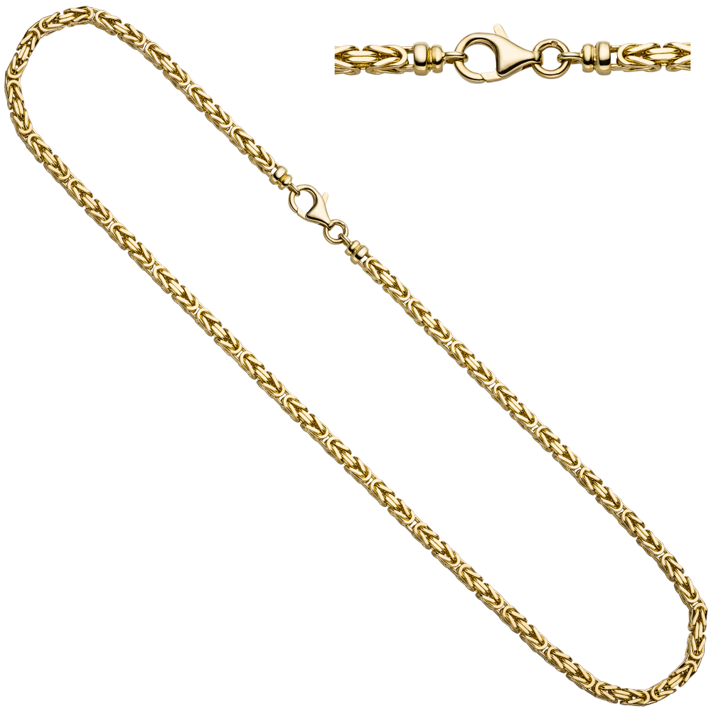 Königskette 585 Gelbgold 3,2 mm 80 cm Gold Kette Halskette Goldkette Karabiner