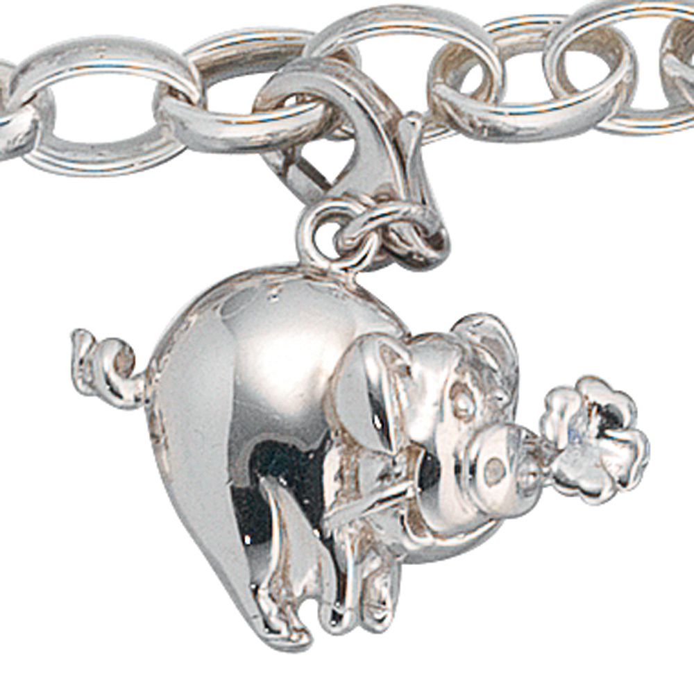 Einhänger Charm Glücksschwein 925 Sterling Silber Glücksbringer