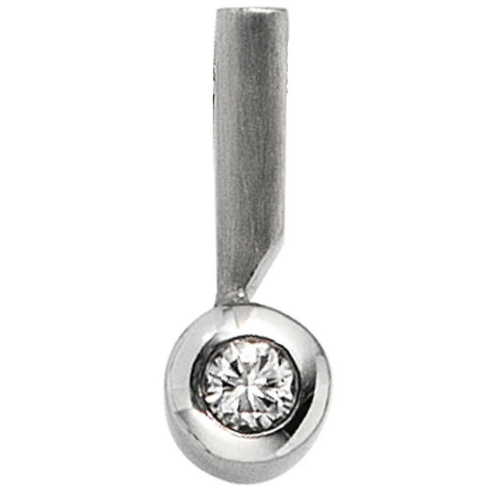 Anhänger 950 Platin teil matt 1 Diamant Brillant 0,16ct. Platinanhänger