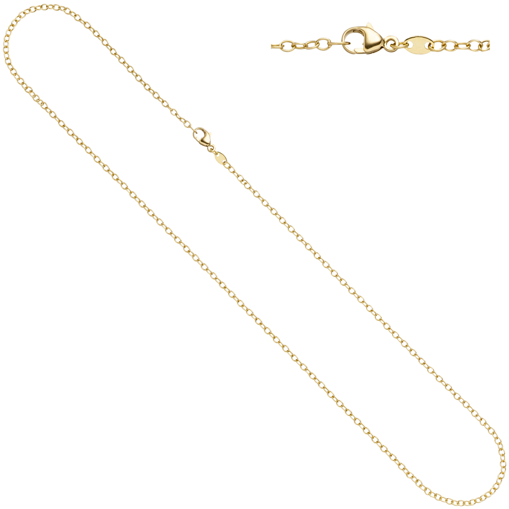 Weit-Ankerkette 585 Gelbgold 2 mm 50 cm Karabiner Gold Kette Halskette Goldkette