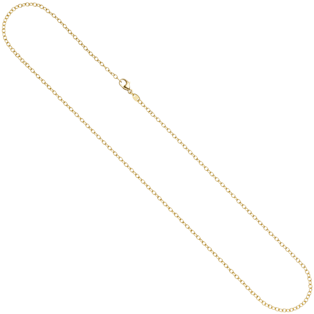 Weit-Ankerkette 585 Gelbgold 2 mm 50 cm Karabiner Gold Kette Halskette Goldkette