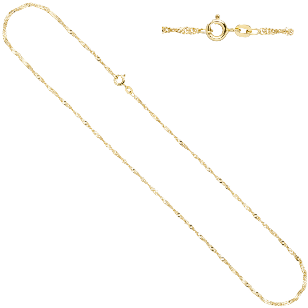 Singapurkette 333 Gelbgold 1,8 mm 42 cm Gold Kette Halskette Goldkette Federring