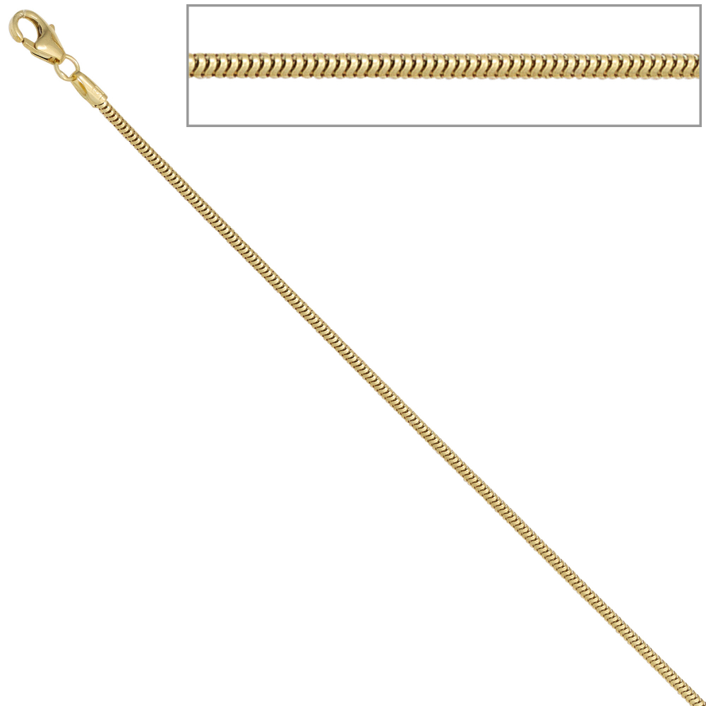 Schlangenkette 333 Gelbgold 1,6 mm 45 cm Karabiner Gold Kette Goldkette