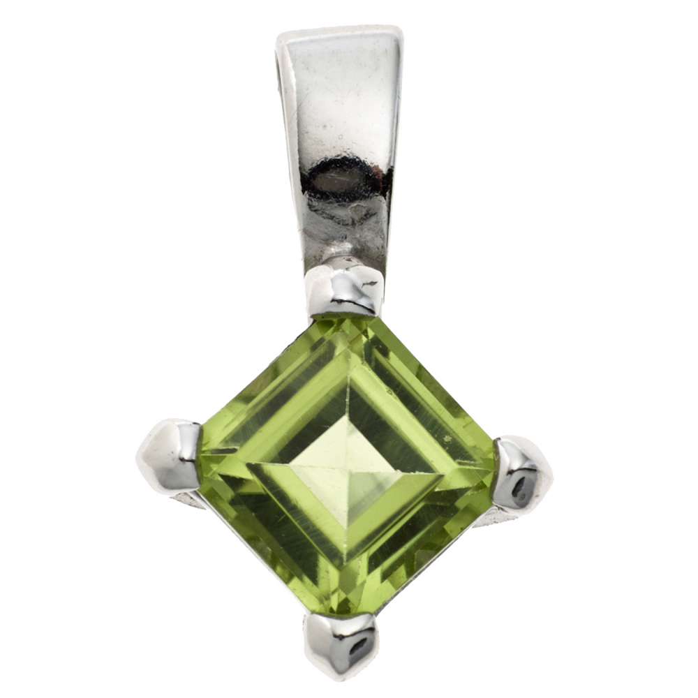 Anhänger 925 Sterling Silber rhodiniert 1 Peridot grün