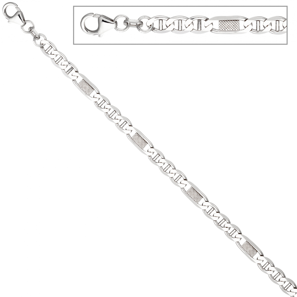 Panzer-Steg-Armband 925 Sterling Silber 19 cm Karabiner Silberarmband