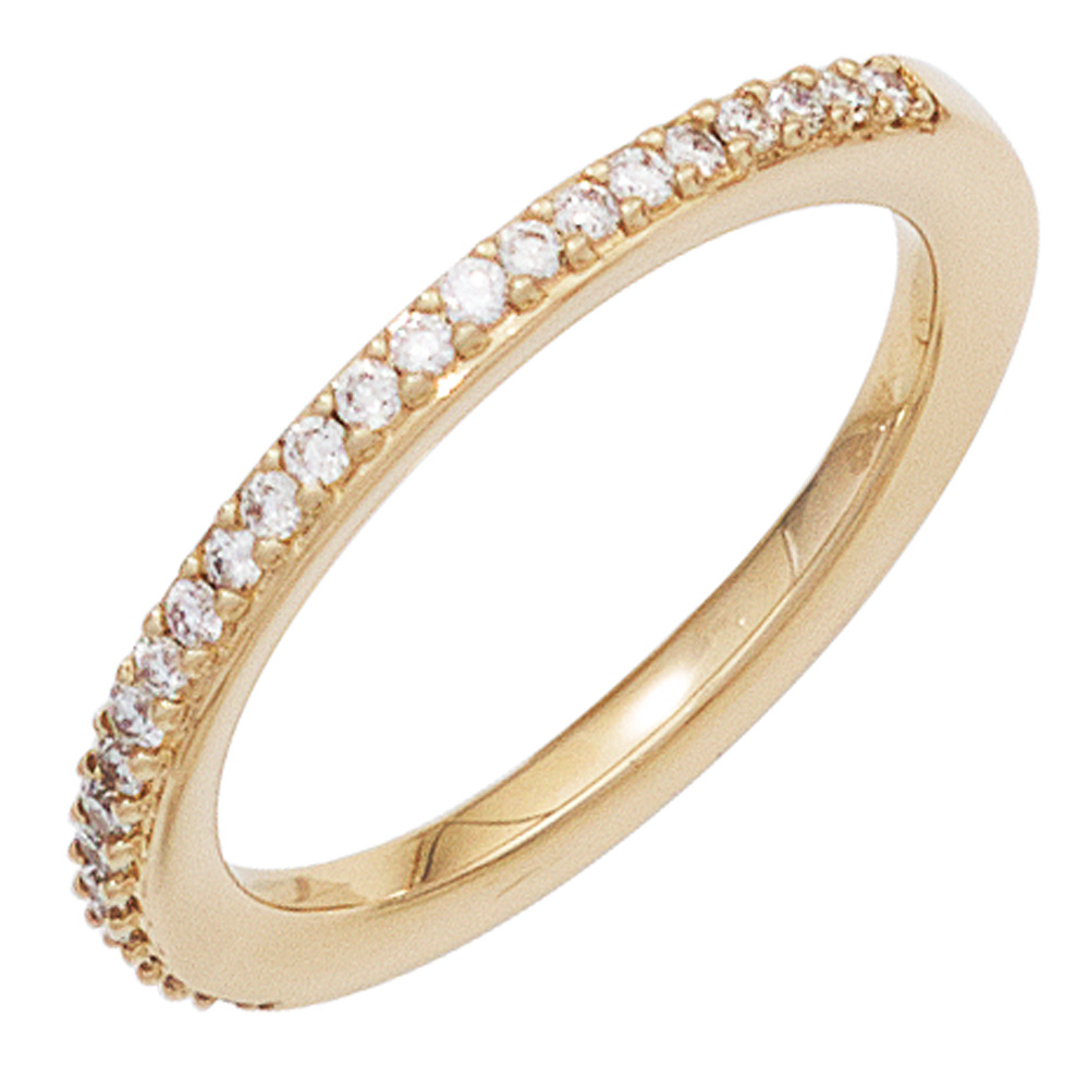 Damen Ring 585 Gold Gelbgold 26 Diamanten Brillanten 0,21ct. Goldring - 56mm