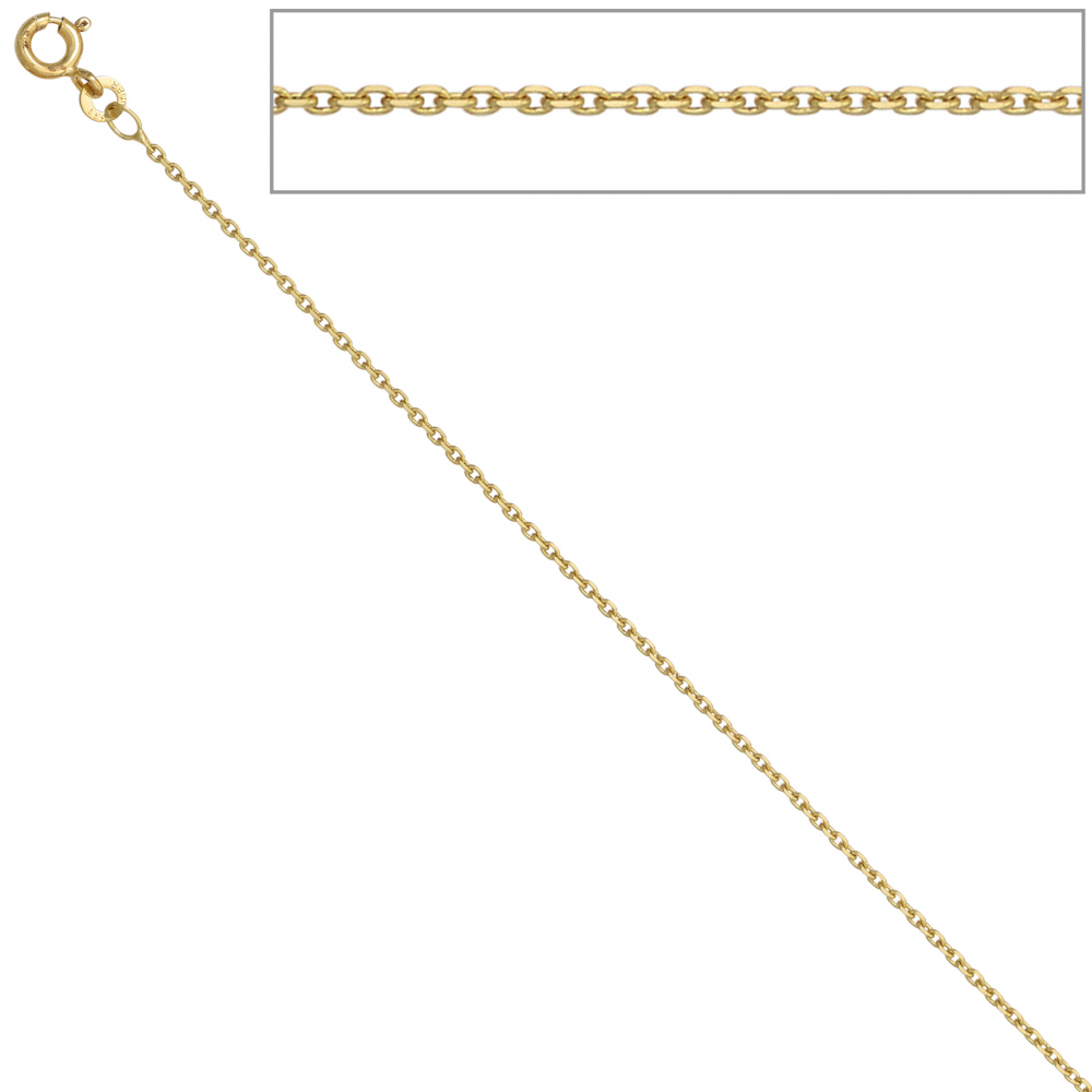 Ankerkette 585 Gelbgold 1,2 mm 42 cm Gold Kette Halskette Goldkette Federring