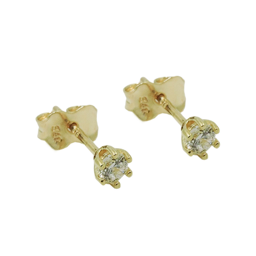 Stecker 3mm Zirkonia 9Kt GOLD