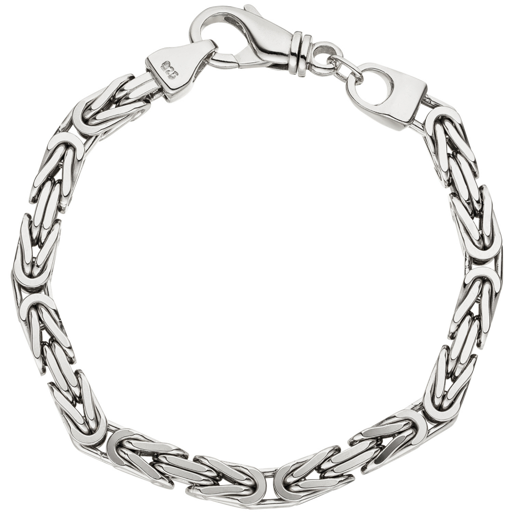 Königsarmband 925 Sterling Silber 21 cm Armband Silberarmband Karabiner