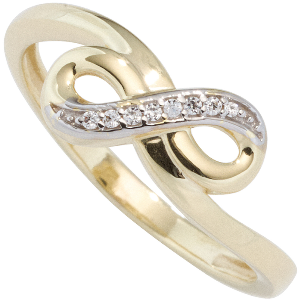 Damen Ring Unendlichkeit Unendlich 333 Gold Gelbgold bicolor mit Zirkonia - 50mm