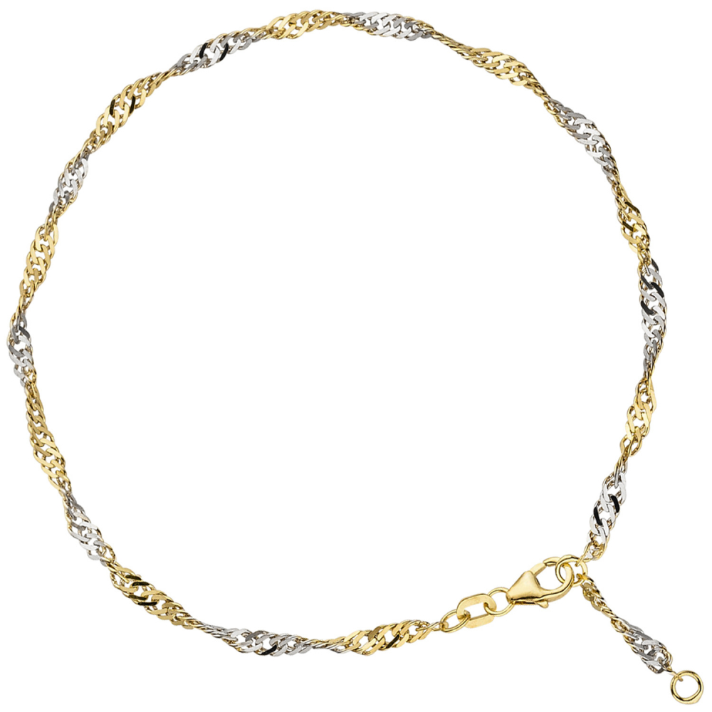 Fußkettchen Fußkette 925 Sterling Silber gold vergoldet 2,9 mm 25 cm Karabiner