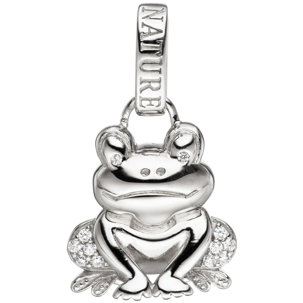 Anhänger Frosch 925 Sterling Silber mit Zirkonia Silberanhänger Kröte