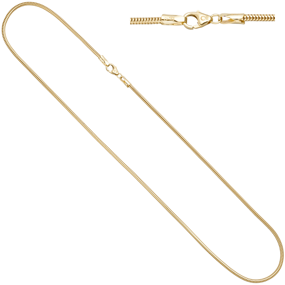 Schlangenkette aus 585 Gelbgold 1,9 mm 50 cm Gold Kette Halskette Goldkette