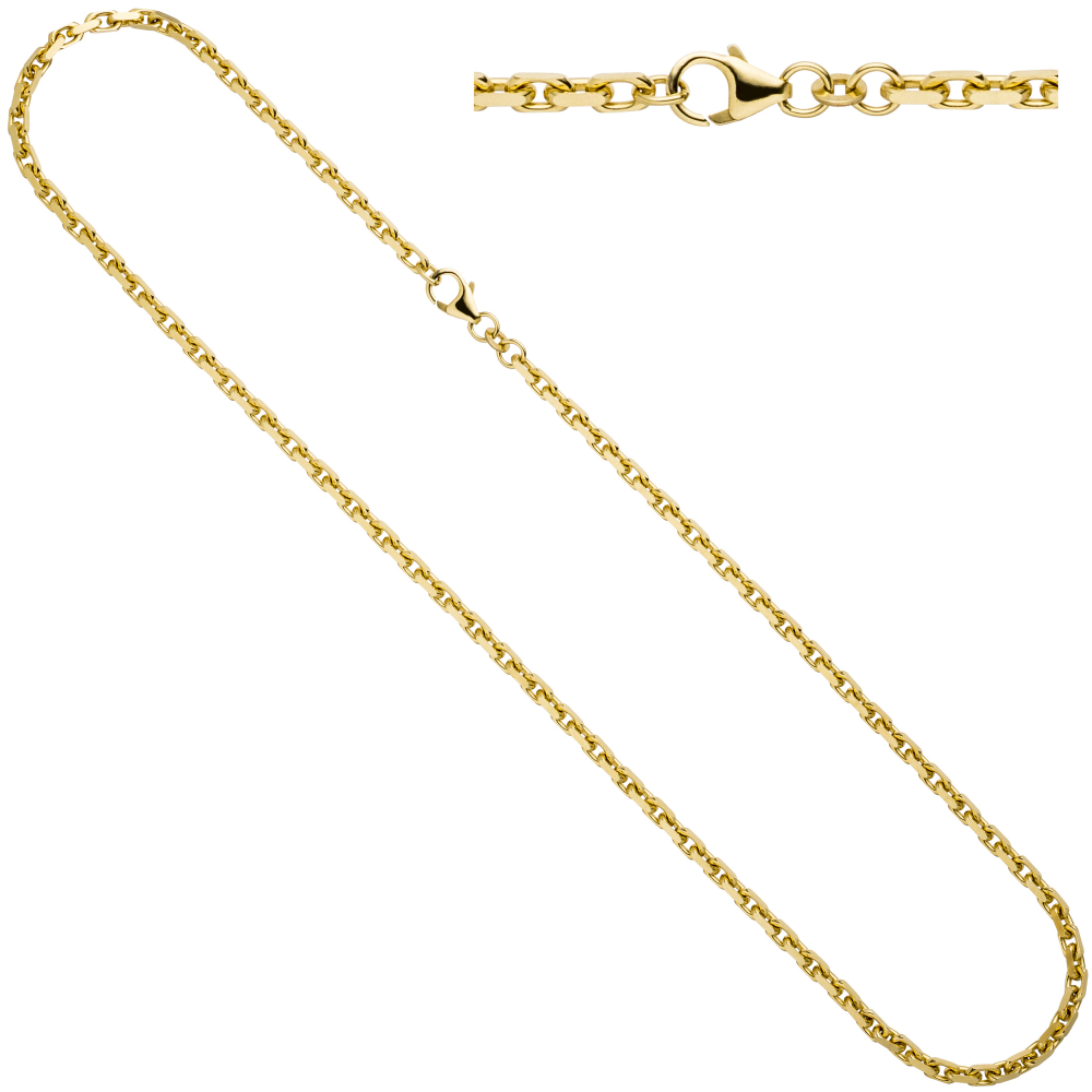 Ankerkette 333 Gold Gelbgold diamantiert 3 mm 50 cm Kette Halskette Goldkette