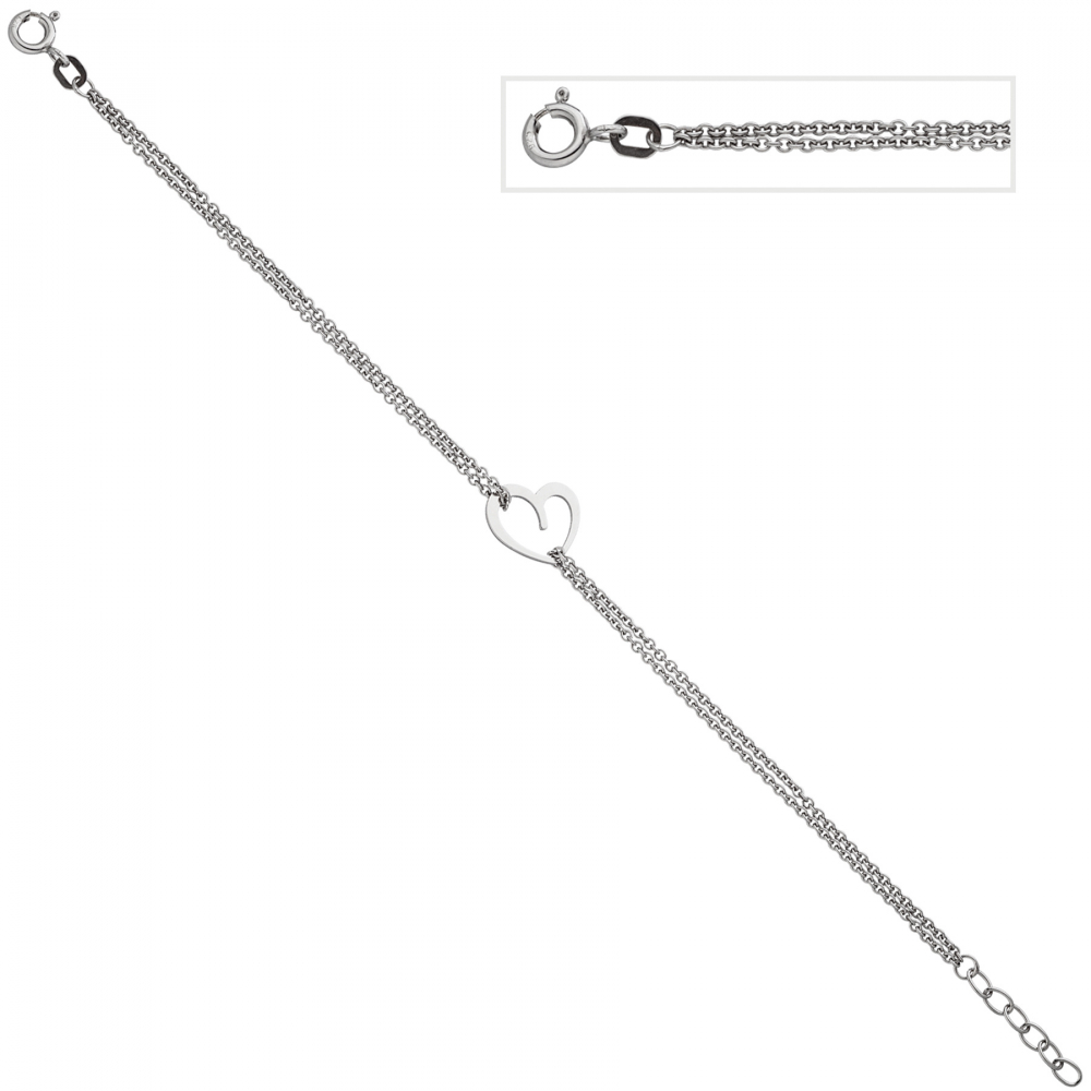 Armband Herz 925 Sterling Silber 19 cm Silberarmband Herzarmband