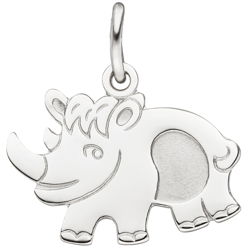 Anhänger Nashorn 925 Sterling Silber Silberanhänger