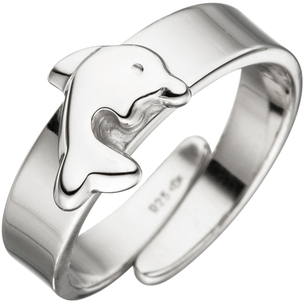 Kinder Ring Delfin 925 Sterling Silber Silberring Kinderring verstellbar - 46mm