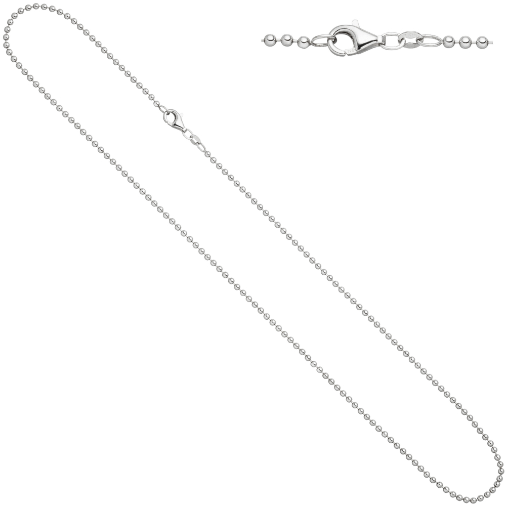 Kugelkette 925 Silber 2,0 mm 45 cm Kette Halskette Silberkette Karabiner