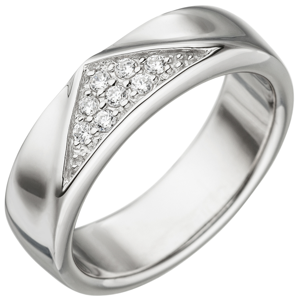 Damen Ring 925 Sterling Silber 8 Zirkonia Silberring - 66mm