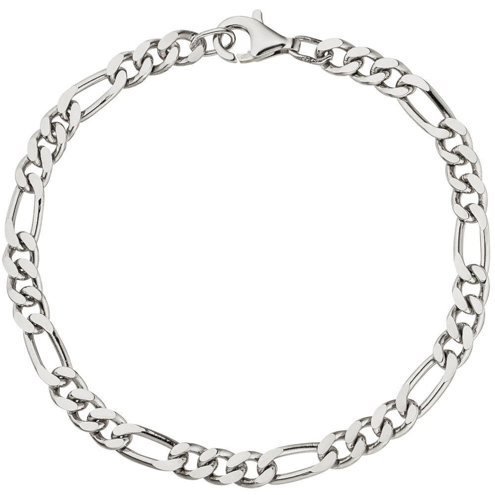 Figaroarmband 925 Sterling Silber diamantiert 21 cm Armband Silberarmband