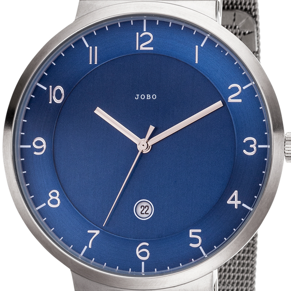 JOBO Herren Armbanduhr blau Quarz Analog Edelstahl Datum Herrenuhr