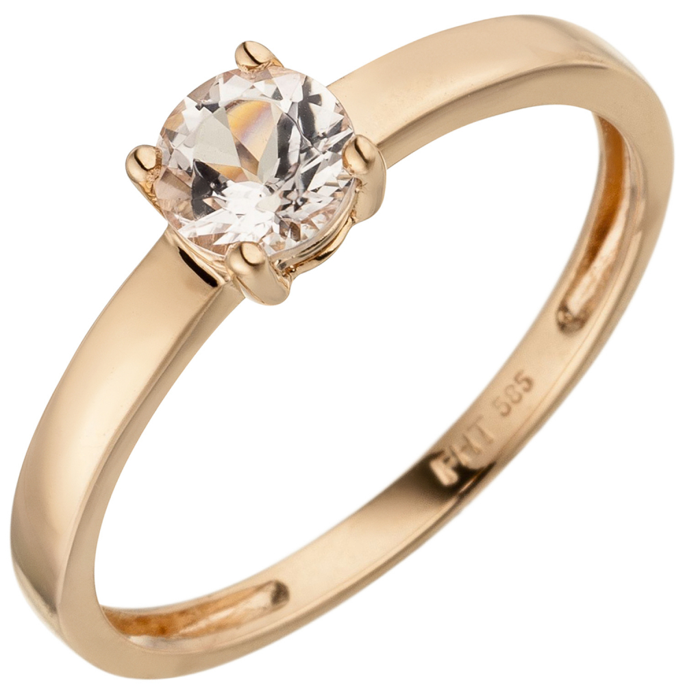 Damen Ring 585 Gold Rotgold 1 Morganit rosa Goldring Morganitring - 56mm