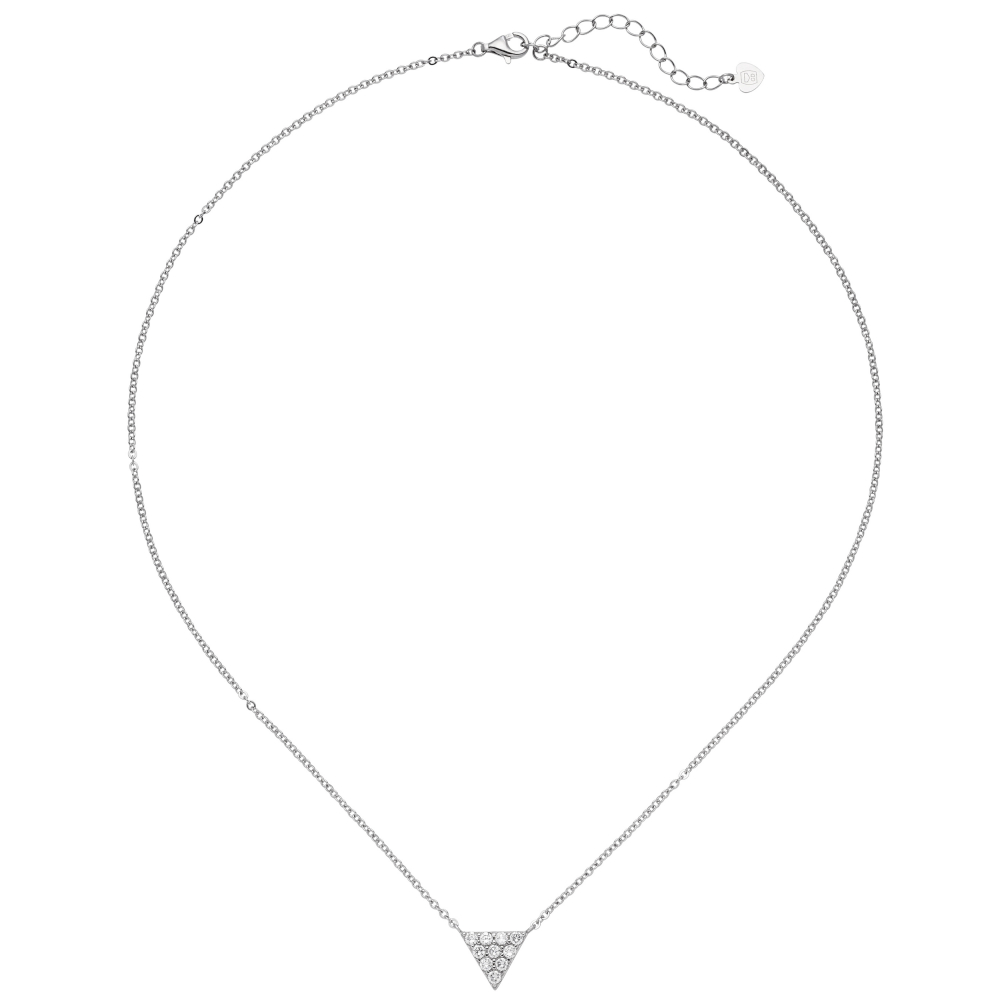 Collier Kette mit Anhänger Dreieck 925 Silber 10 Zirkonia 46 cm Halskette