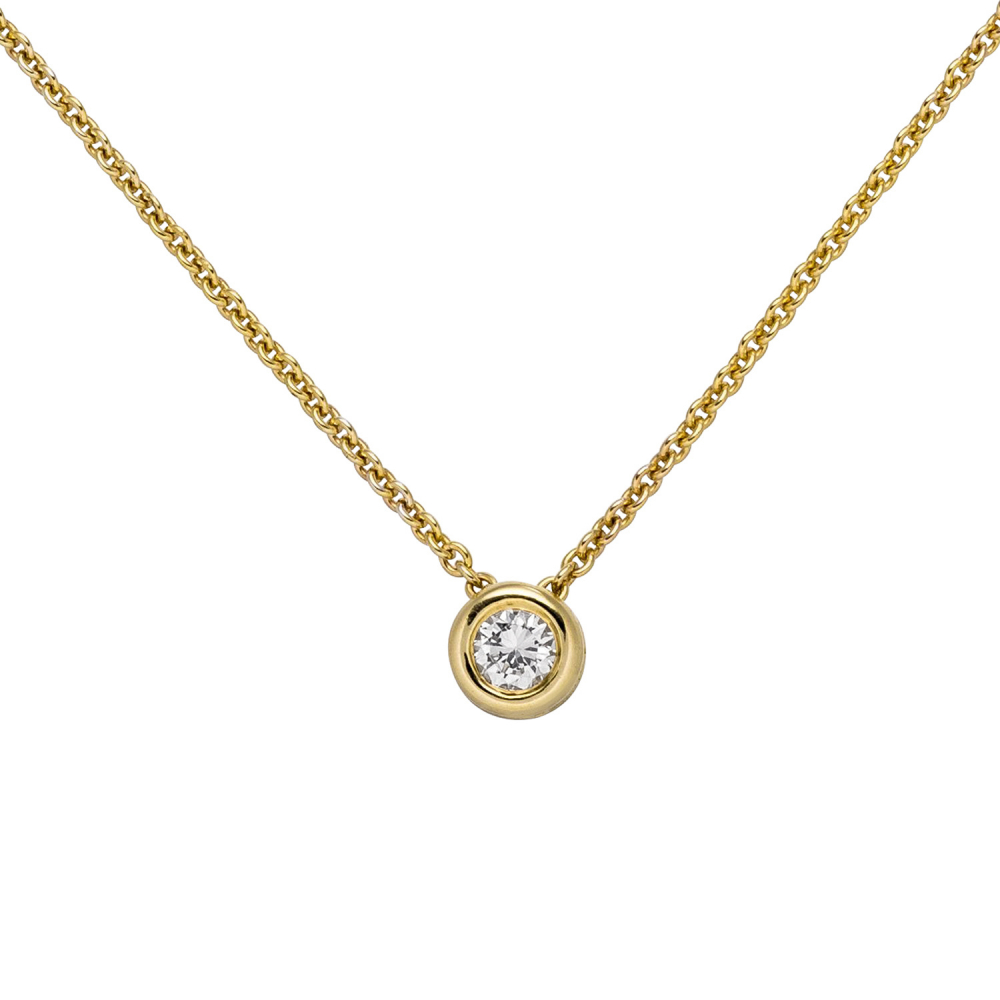 Collier Kette mit Anhänger 585 Gold Gelbgold 1 Diamant Brillant 0,15 ct. 45 cm