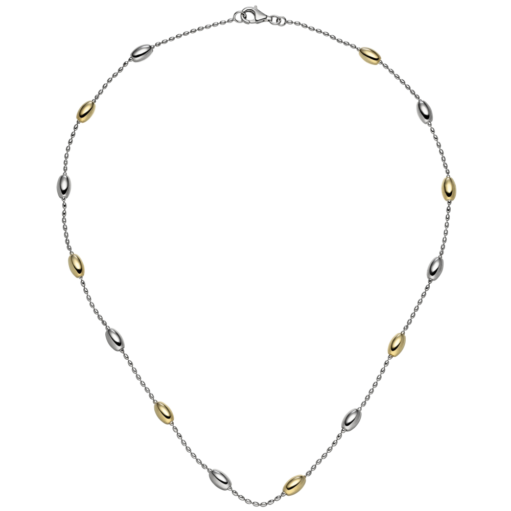 Collier Halskette 925 Sterling Silber bicolor vergoldet 45 cm Kette Silberkette