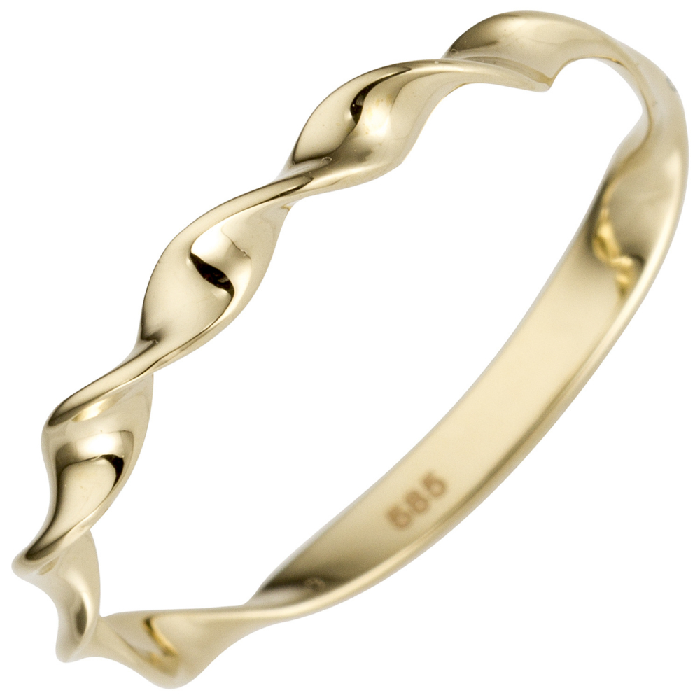 Damen Ring gedreht 585 Gold Gelbgold Goldring - 52mm