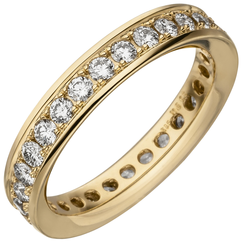 Damen Memory-Ring 585 Gold Gelbgold mit Diamanten Brillanten 1,12 ct. - 58mm